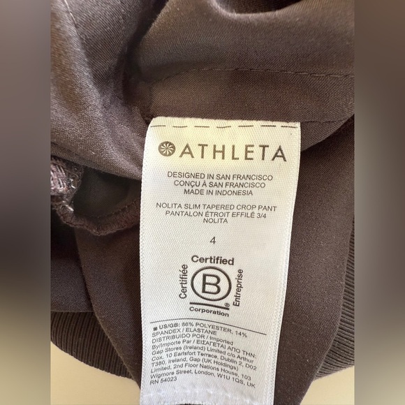 Athleta-Nolita Slim Tapered Ankle Length Crop Pant-Brown-Athleisure-Size 4 - Picture 6 of 13